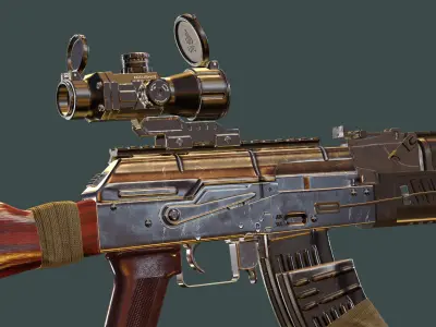 AK 47 Dual Laser Sight with IR Illuminator Low-poly 3D model