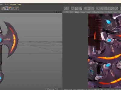 Stylized Infernal Battle Axe - AI Low-poly 3D model