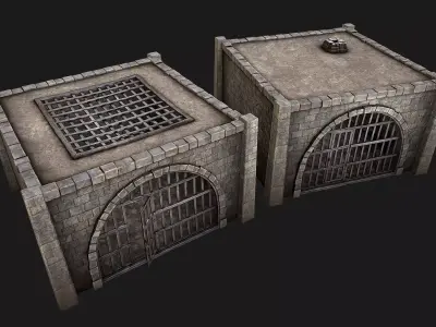 Medieval Dungeon Prison Set Low-poly 3D model