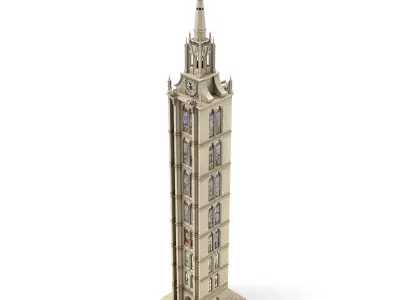 Old Clock Gothic Tower 3D model