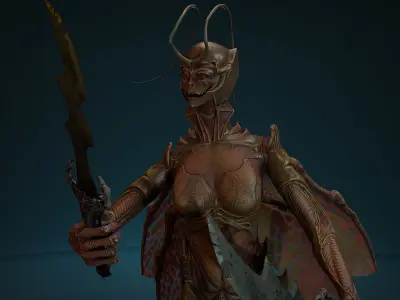 Insect girl Low-poly 3D model