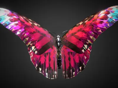 Batterfly Pink Low Polygon Art Insect Low-poly 3D model
