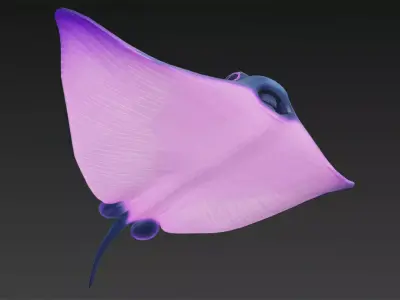 Cartoon Cyberpunk Stingray Low-poly 3D model