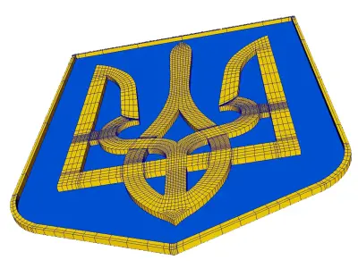 Coat of arms of Ukraine Low-poly 3D model