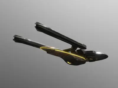 27-2Saucer-Section-Asymetrical star trek ship 3D model