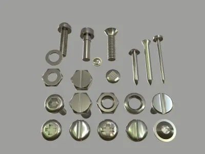 metal nut and bolt Pack 3D model