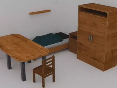 A set of furniture Low-poly 3D model