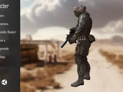 Character Soldier Low-poly 3D model