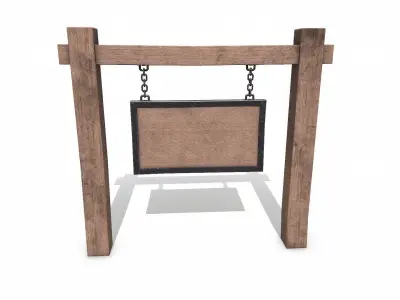 Old Medieval Sign Board Low-poly PBR Free low-poly 3D model