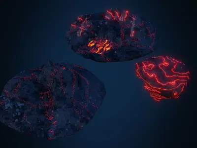 Volcanic Floating Island Low-poly 3D model