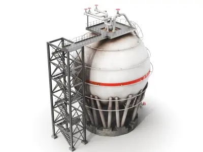 Detailed Oil Storage Spherical 3D model