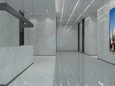 Lobby with Lounge and Elevator Hall 3D model