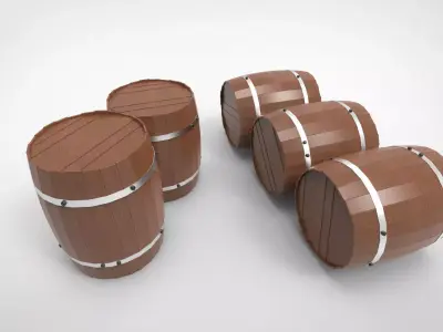 Wooden barrels 3D model