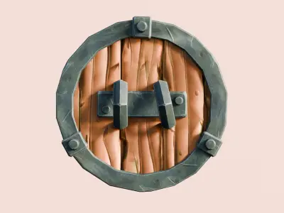 Low poly stylized shield Low-poly 3D model Low-poly 3D model