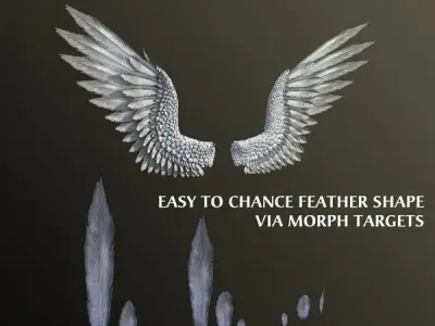 Pair of Bird  Wings 3DS Max Low-poly 3D model