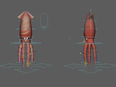 The grilled Squid rigged   3D model