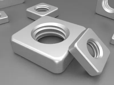 Nut Square DIN 562 - M2 to M90 3D model