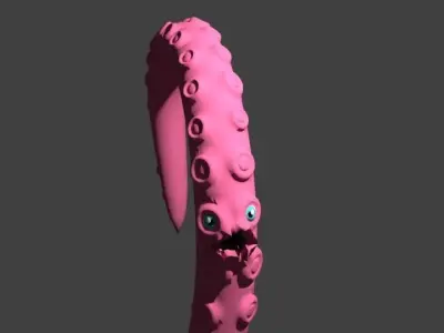 Tentacle octopus with hair 3D model