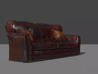Dark Leathered Couch Free low-poly 3D model