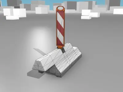 White and Red Road Traffic Barrier - Part 16 - Low-poly 3D model