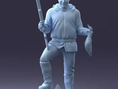 000267 Hunter with Rifle and Trophy 0527 3D model