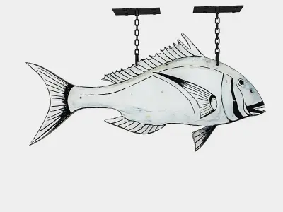 fishing sign 02 Low-poly 3D model