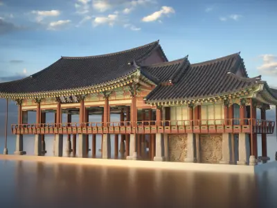 Korea Gwanghallu Pavilion - Joseon Hanok 3D model Low-poly 3D model