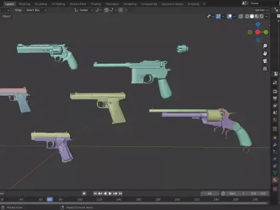  pistols collection version 1 Low-poly 3D model