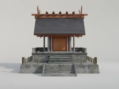 Japanese Temple - Game Ready - PBR Low-poly 3D model