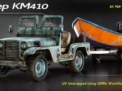 Classic Jeep Km410 With Boat 3D model