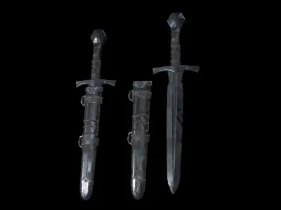 Medival Dagger Low-poly 3D model