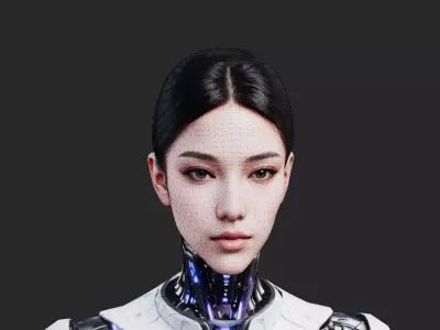 Cyberpunk Female Cyborg Character - Rigged Low-poly 3D model
