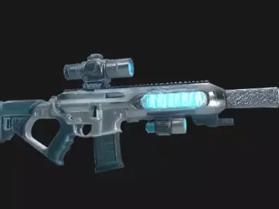 SciFi Railgun Assault Rifle Low-poly 3D model