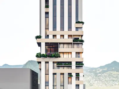 Modern high rise mixed used building 3D model