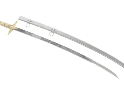 Scimitar japanese samurai sword Low-poly 3D model