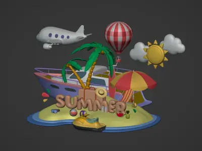 Summer Mega Pack Low-poly 3D model