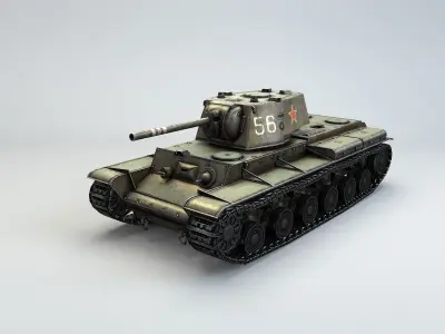 Low Poly KV -1 heavy tank Low-poly 3D model