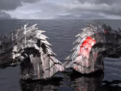 Great Wyvern Arthurian Dragon Scull mirrored  3D model