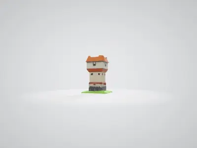 SCULPTED CUTE MEDIEVAL CASTLE TOWER 3D model