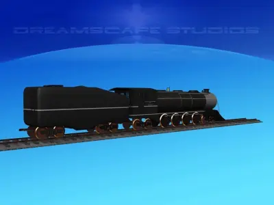 RR 2-8-4 Steam Locomotive 3D model