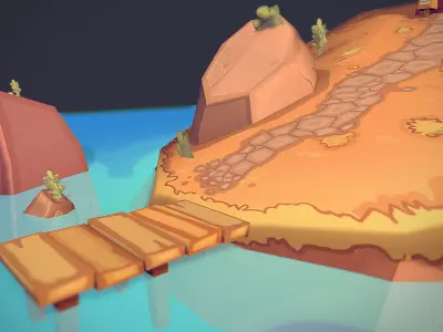 Low-poly Island house on in ocean Low-poly 3D model