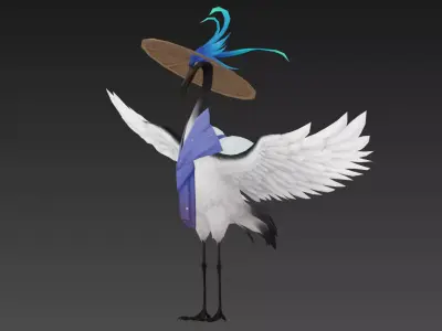 immortal crane Low-poly 3D model