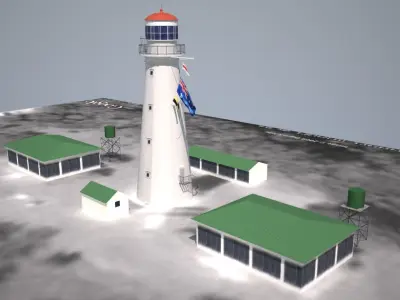 The Sandy Cape Lighthouse Low poly 3D model