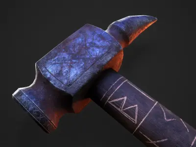 Viking War Hammer Low-poly 3D model