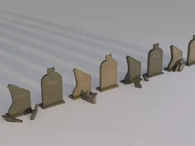 Hand Sculpted cemetery gravestones part 14 Low-poly 3D model