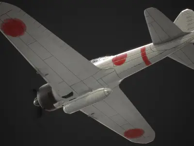 Mitsubishi A6M Zero Low-poly 3D model