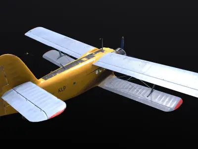An-2 3D PBR 3D model old russian biplane flying in sky Low-poly 3D model