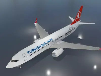 Turkish Airlines Boeing 737-800 low poly 3D Model  Low-poly 3D model