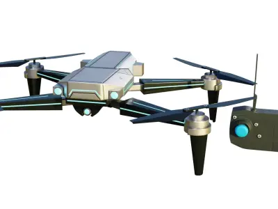 Drone SciFi with RemoteControl Low-poly 3D model