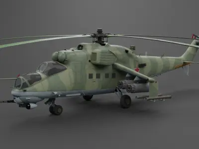 MIL MI 24 V Hind Attack helicopter Low-poly 3D model